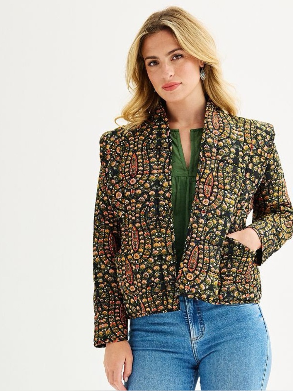 Farmers Market Reversible Floral Paisley Quilted Jacket Medium NWT Folk Cottage